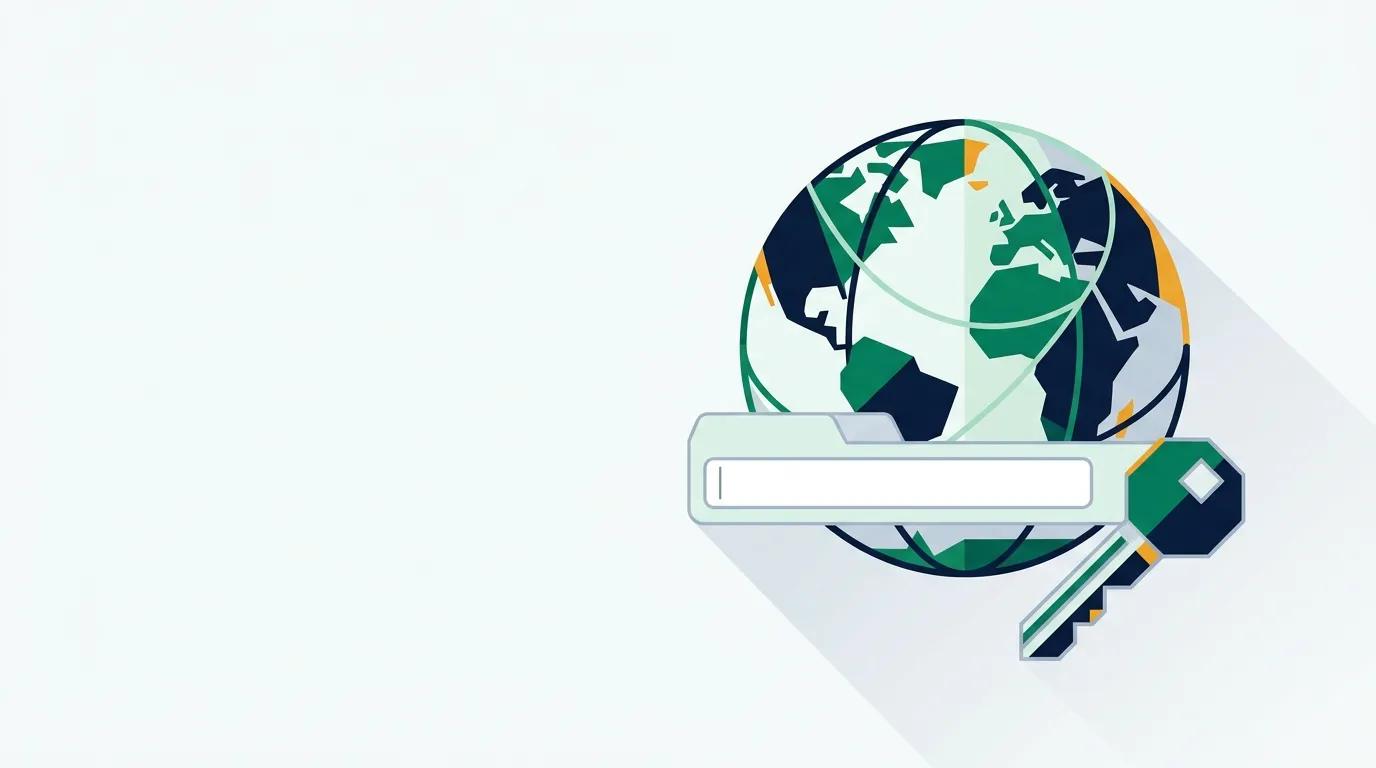 Globe with a blank address bar and a key